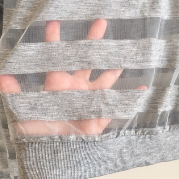 Veto Moda Grey Crop Striped/Sheer Shirt Size M - Picture 2 of 8
